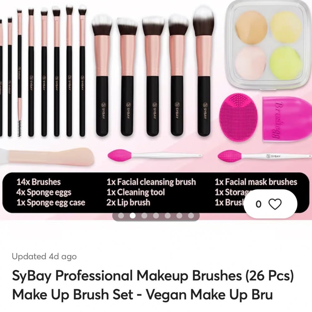 VEGAN 26 Piece Super SOFT Brush Set, BLENDING SPONGES ,& MORE, Vegan